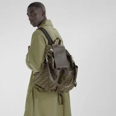 Fendi Large backpack in jacquard fabric with brown FF motif | Thumbnail 5 Fendi Large backpack in jacquard fabric with brown FF motif | Thumbnail 5