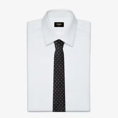 Fendi Tie with ivory jacquard Cuneo motif, a stylistic code | Thumbnail 2 Fendi Tie with ivory jacquard Cuneo motif, a stylistic code | Thumbnail 2