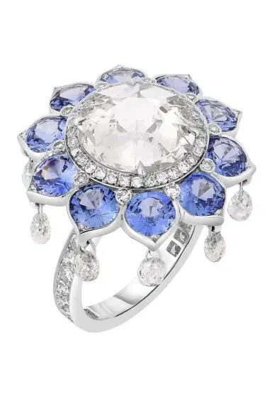 CICADA Diamond Blue Sapphire Flower Ring | Thumbnail 1 CICADA Diamond Blue Sapphire Flower Ring | Thumbnail 1