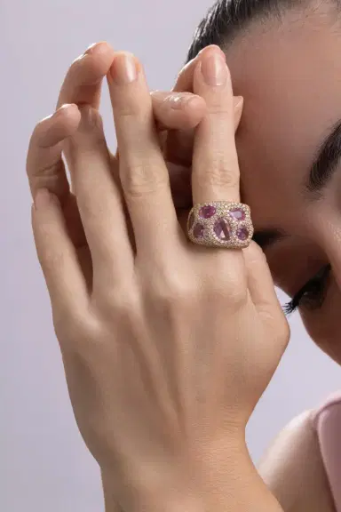 CICADA Pink Sapphire Diamond Cobblestone Ring | Thumbnail 3 CICADA Pink Sapphire Diamond Cobblestone Ring | Thumbnail 3