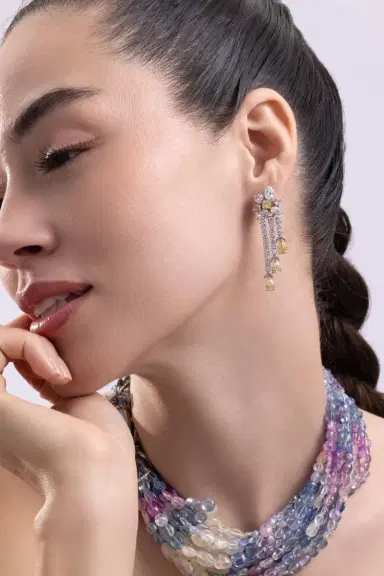 CICADA Pink Yellow Diamond Drop Earrings | Thumbnail 2 CICADA Pink Yellow Diamond Drop Earrings | Thumbnail 2