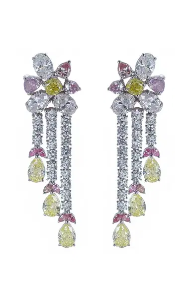 CICADA Pink Yellow Diamond Drop Earrings | Thumbnail 1 CICADA Pink Yellow Diamond Drop Earrings | Thumbnail 1