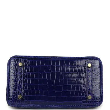 HERMÈS Hermes Birkin 25 Bleu Electric Shiny Porosus Crocodile Gold Hardware | Thumbnail 6 HERMÈS Hermes Birkin 25 Bleu Electric Shiny Porosus Crocodile Gold Hardware | Thumbnail 6