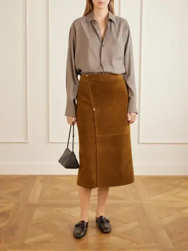 Studio Nicholson Melete Suede Midi Skirt | Thumbnail 2 Studio Nicholson Melete Suede Midi Skirt | Thumbnail 2