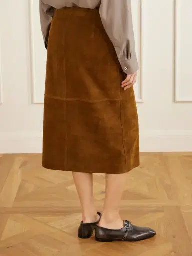Studio Nicholson Melete Suede Midi Skirt | Thumbnail 3 Studio Nicholson Melete Suede Midi Skirt | Thumbnail 3