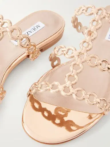 Aquazzura Infinity Chain Perforated Metallic-leather Flats | Thumbnail 5 Aquazzura Infinity Chain Perforated Metallic-leather Flats | Thumbnail 5