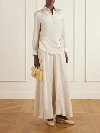 Abadia Draped Crinkled-satin Midi Dress | Thumbnail 2 Abadia Draped Crinkled-satin Midi Dress | Thumbnail 2