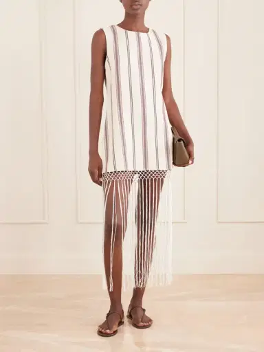 ALIX OF BOHEMIA Vita Fringed Striped Cotton And Linen-blend Mini Dress | Thumbnail 2 ALIX OF BOHEMIA Vita Fringed Striped Cotton And Linen-blend Mini Dress | Thumbnail 2