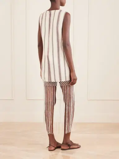 ALIX OF BOHEMIA Vita Fringed Striped Cotton And Linen-blend Mini Dress | Thumbnail 3 ALIX OF BOHEMIA Vita Fringed Striped Cotton And Linen-blend Mini Dress | Thumbnail 3
