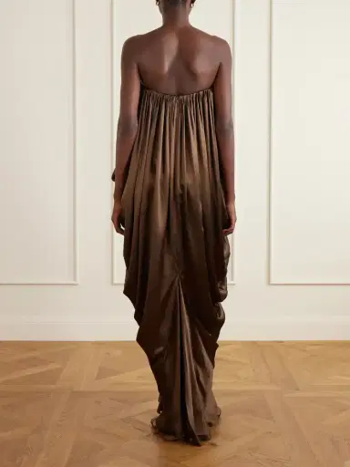 Abadia Draped Strapless Satin Gown | Thumbnail 3 Abadia Draped Strapless Satin Gown | Thumbnail 3