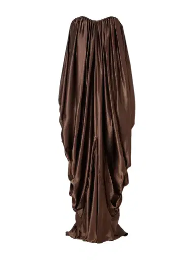 Abadia Draped Strapless Satin Gown | Thumbnail 1 Abadia Draped Strapless Satin Gown | Thumbnail 1