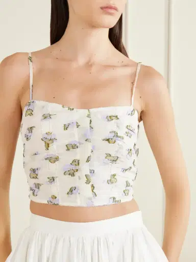 Ulla Johnson Fil Coupé-trimmed Mulberry Silk-blend Organza Bustier Top | Thumbnail 4 Ulla Johnson Fil Coupé-trimmed Mulberry Silk-blend Organza Bustier Top | Thumbnail 4