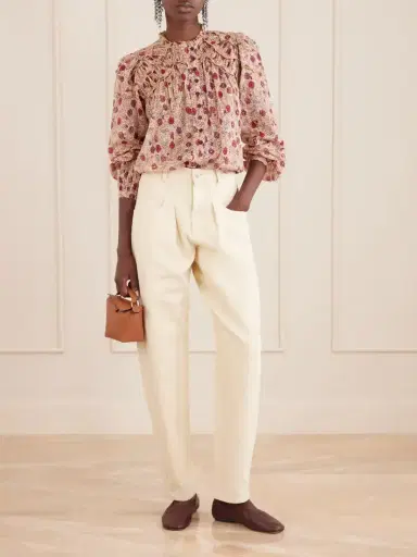 Marant Étoile Christa Ruffled Printed Cotton Blouse | Thumbnail 2 Marant Étoile Christa Ruffled Printed Cotton Blouse | Thumbnail 2