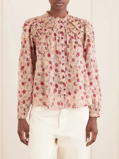 Marant Étoile Christa Ruffled Printed Cotton Blouse | Thumbnail 3 Marant Étoile Christa Ruffled Printed Cotton Blouse | Thumbnail 3