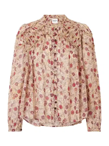 Marant Étoile Christa Ruffled Printed Cotton Blouse | Thumbnail 1 Marant Étoile Christa Ruffled Printed Cotton Blouse | Thumbnail 1