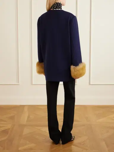 Valentino Garavani Plush-trimmed Wool Coat | Thumbnail 4 Valentino Garavani Plush-trimmed Wool Coat | Thumbnail 4