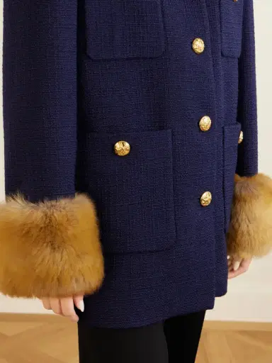 Valentino Garavani Plush-trimmed Wool Coat | Thumbnail 5 Valentino Garavani Plush-trimmed Wool Coat | Thumbnail 5