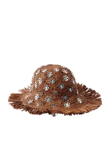 Rabanne Autres Embellished Fringed Raffia Hat | Thumbnail 1 Rabanne Autres Embellished Fringed Raffia Hat | Thumbnail 1