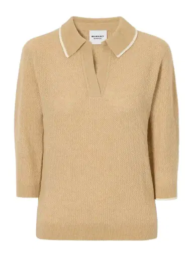 Marant Étoile Nathalie Ribbed-detail Wool-blend Knitted Polo | Thumbnail 1 Marant Étoile Nathalie Ribbed-detail Wool-blend Knitted Polo | Thumbnail 1