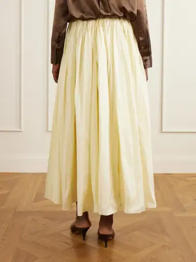 Abadia Elodie Pleated Duchesse-satin Midi Skirt | Thumbnail 4 Abadia Elodie Pleated Duchesse-satin Midi Skirt | Thumbnail 4