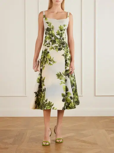 Oscar de la Renta Printed Faille Midi Dress | Thumbnail 2 Oscar de la Renta Printed Faille Midi Dress | Thumbnail 2