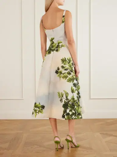 Oscar de la Renta Printed Faille Midi Dress | Thumbnail 3 Oscar de la Renta Printed Faille Midi Dress | Thumbnail 3