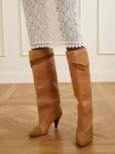 Isabel Marant Lezra Suede-trimmed Leather Knee Boots | Thumbnail 2 Isabel Marant Lezra Suede-trimmed Leather Knee Boots | Thumbnail 2