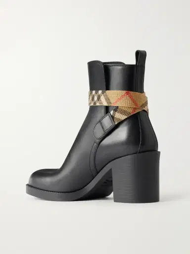Burberry Huntley 70 Checked Canvas-trimmed Leather Ankle Boots | Thumbnail 3 Burberry Huntley 70 Checked Canvas-trimmed Leather Ankle Boots | Thumbnail 3