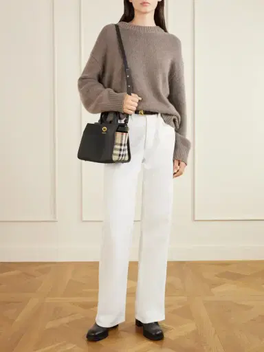 Burberry Huntley 70 Checked Canvas-trimmed Leather Ankle Boots | Thumbnail 4 Burberry Huntley 70 Checked Canvas-trimmed Leather Ankle Boots | Thumbnail 4