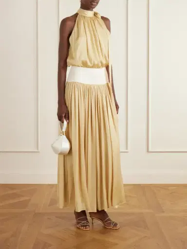 Abadia Knotted Halterneck Satin-trimmed Crepon Midi Dress | Thumbnail 2 Abadia Knotted Halterneck Satin-trimmed Crepon Midi Dress | Thumbnail 2
