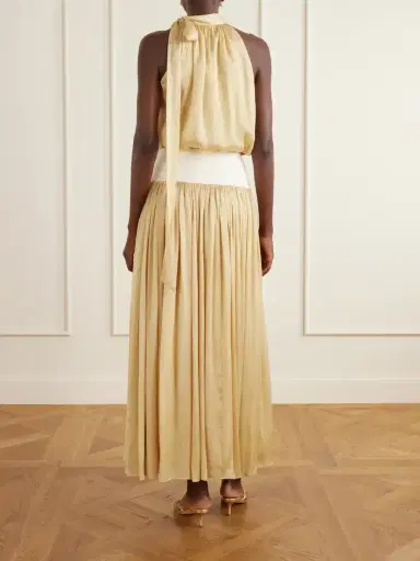 Abadia Knotted Halterneck Satin-trimmed Crepon Midi Dress | Thumbnail 3 Abadia Knotted Halterneck Satin-trimmed Crepon Midi Dress | Thumbnail 3