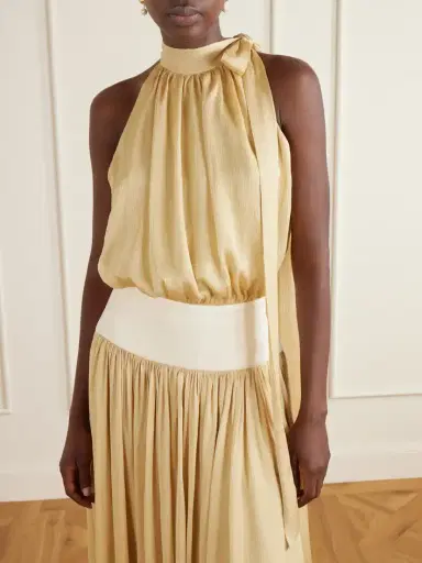 Abadia Knotted Halterneck Satin-trimmed Crepon Midi Dress | Thumbnail 4 Abadia Knotted Halterneck Satin-trimmed Crepon Midi Dress | Thumbnail 4