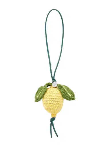 JW Anderson Lemon Crocheted Cotton And Leather Bag Charm | Thumbnail 1 JW Anderson Lemon Crocheted Cotton And Leather Bag Charm | Thumbnail 1