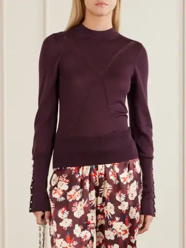 Rabanne Ribbed Embellished Wool And Silk-blend Sweater | Thumbnail 3 Rabanne Ribbed Embellished Wool And Silk-blend Sweater | Thumbnail 3