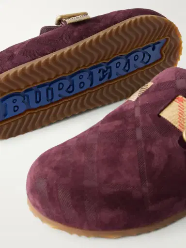 Burberry Checked Suede Clogs | Thumbnail 5 Burberry Checked Suede Clogs | Thumbnail 5