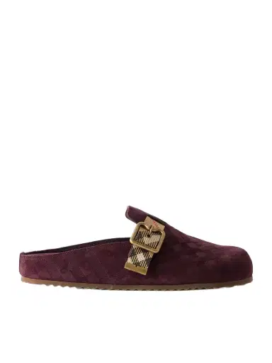 Burberry Checked Suede Clogs | Thumbnail 1 Burberry Checked Suede Clogs | Thumbnail 1