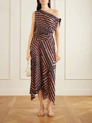Staud Portia Ruched Printed Silk-blend Midi Dress | Thumbnail 2 Staud Portia Ruched Printed Silk-blend Midi Dress | Thumbnail 2