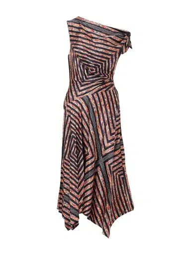 Staud Portia Ruched Printed Silk-blend Midi Dress | Thumbnail 1 Staud Portia Ruched Printed Silk-blend Midi Dress | Thumbnail 1