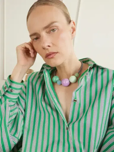 Marisa Klass 18-karat Gold, Emerald, Chrysoprase, Phosphosiderite, Aquamarine And Leather Necklace | Thumbnail 2 Marisa Klass 18-karat Gold, Emerald, Chrysoprase, Phosphosiderite, Aquamarine And Leather Necklace | Thumbnail 2