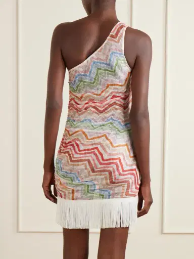 Missoni One-shoulder Fringed Striped Crochet-knit Mini Dress | Thumbnail 3 Missoni One-shoulder Fringed Striped Crochet-knit Mini Dress | Thumbnail 3