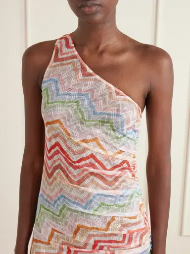 Missoni One-shoulder Fringed Striped Crochet-knit Mini Dress | Thumbnail 4 Missoni One-shoulder Fringed Striped Crochet-knit Mini Dress | Thumbnail 4