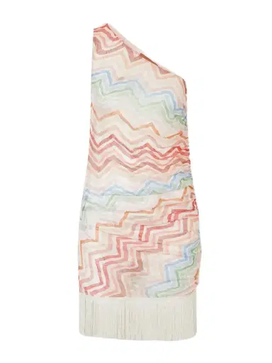 Missoni One-shoulder Fringed Striped Crochet-knit Mini Dress | Thumbnail 1 Missoni One-shoulder Fringed Striped Crochet-knit Mini Dress | Thumbnail 1
