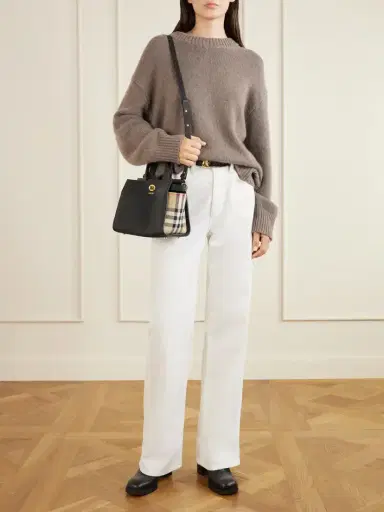 Burberry Cotswolds Mini Checked Canvas-trimmed Leather Tote | Thumbnail 3 Burberry Cotswolds Mini Checked Canvas-trimmed Leather Tote | Thumbnail 3