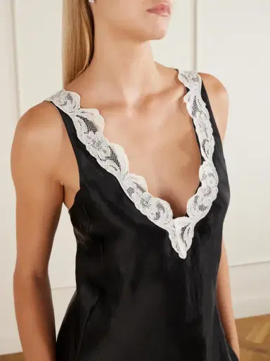 Maria McManus Lace-trimmed Satin Maxi Dress | Thumbnail 4 Maria McManus Lace-trimmed Satin Maxi Dress | Thumbnail 4