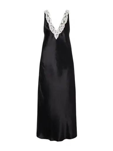 Maria McManus Lace-trimmed Satin Maxi Dress | Thumbnail 1 Maria McManus Lace-trimmed Satin Maxi Dress | Thumbnail 1