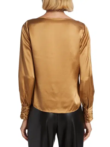 Cinq à Sept Women's Taylee Cowlneck Silk Blouse - Cinnamon | Thumbnail 5 Cinq à Sept Women's Taylee Cowlneck Silk Blouse - Cinnamon | Thumbnail 5