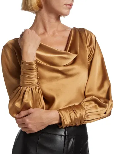 Cinq à Sept Women's Taylee Cowlneck Silk Blouse - Cinnamon | Thumbnail 6 Cinq à Sept Women's Taylee Cowlneck Silk Blouse - Cinnamon | Thumbnail 6