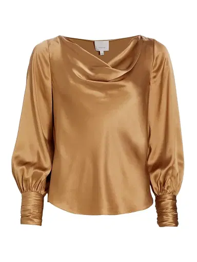 Cinq à Sept Women's Taylee Cowlneck Silk Blouse - Cinnamon | Thumbnail 1 Cinq à Sept Women's Taylee Cowlneck Silk Blouse - Cinnamon | Thumbnail 1