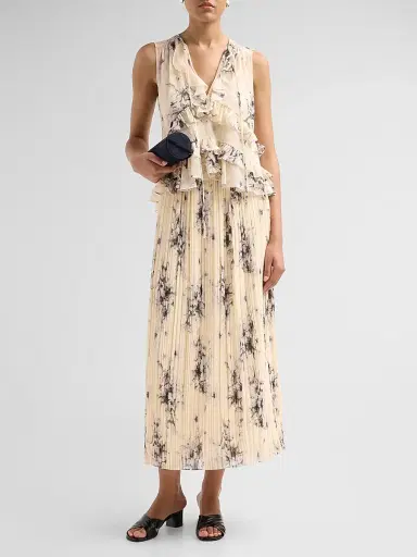Cinq à Sept Women's Ariette Hand-Sketched Floral Top - Gardenia Black - Size XL | Thumbnail 2 Cinq à Sept Women's Ariette Hand-Sketched Floral Top - Gardenia Black - Size XL | Thumbnail 2