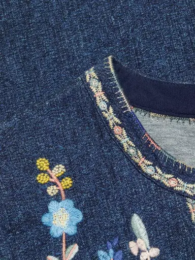 Johnny Was Women's Floral-Embroidered Cotton Lace-Up Minidress - Elowen Denim | Thumbnail 7 Johnny Was Women's Floral-Embroidered Cotton Lace-Up Minidress - Elowen Denim | Thumbnail 7